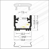 FALLO PROFIL DO PODLAHY, 15,8x13,7mm Podlahový pochozí LED profil pro LED pásky, materiál hliník, povrch elox šedostříbrný mat, max šířka LED pásků w=12mm, IK08 (5J), rozměry 15,8x13,7mm, l=4000mm náhled 4