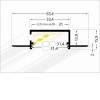 NUPHAR profil 63 FLAT FRAMELESS Vestavný, zápustný bezrámečkový profil pro LED pásky do sádrokartonu, materiál hliník, povrch bílý, max šířka LED pásků w=30mm, rozměry 63,4x15,9mm, l=2000mm náhled 3