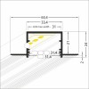 NUPHAR profil 63 DEEP FRAMELESS Vestavný, zápustný bezrámečkový profil pro LED pásky do sádrokartonu, materiál hliník, povrch elox šedostříbrný mat, max šířka LED pásků w=30mm, rozměry 63,4x24mm, l=4000mm náhled 3