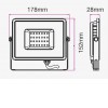 VT-30 VÝPRODEJ Světlomet, venkovní reflektor, těleso hliník, povrch černá, krycí sklo čiré, LED 30W, 2400lm, neutrální 4000K, Ra80, 230V, IP65, IK05, rozměry 178x28x152mm náhled 16