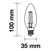 VT-1986 LED žárovka E14 VÝPRODEJ LED žárovka svíčková, těleso kov šedostříbrná, krycí sklo čiré, LED 4W, teplá 2700K, 400lm, E14, 230V, tř.1, rozměry d=35mm, h=100mm náhled 2