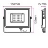 VT-30 VÝPRODEJ Světlomet, venkovní reflektor, těleso hliník, povrch černá, krycí sklo čiré, LED 30W, 2400lm, neutrální 4000K, Ra80, 230V, IP65, IK05, rozměry 178x28x152mm náhled 21