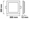 VT-2407 LED vestavné čtvercové VÝPRODEJ Stropní, vestavné, čtvercové svítidlo, těleso hliník, povrch bílá, difuzor plast opál, LED 24W, neutrální 4000K, 2000lm, 230V, IP20, tř.1, rozměry 300x300x12mm náhled 5