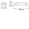 VT-8-20 VÝPRODEJ Přisazené svítidlo, těleso hliník, povrch bílá, difuzor plast prismatický, LED 20W, 2400lm, 120lm/W teplá 3000K, Ra80, 230V, IP20, rozměry 600x74x25mm náhled 5