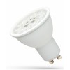 LED 6W, CCT, 38° Světelný zdroj LED žárovka bodová, plast bíláý, LED 6W, 550lm, přepínatelná CCT teplá 3000K/ neutrální 4000K/denní 6000K,  GU10, vyzař. úhel 38°, Ra80, 230V, rozměry d=50mm, l=50mm náhled 1