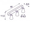 AVO TRIPLE QPAR51 CW Nástěnné nebo stropní bodové svítidlo, nastavitelný směr svícení, těleso ocel, povrch bílá, pro žárovku 3x50W, GU10, 230V, IP20, tř.1, rozměry tělesa 400x115x95mm, rozměry hlavice d=62mm. náhled 4