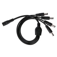 ROZBOČOVACÍ KABEL 1/4 5,5X2,1MM Kabel rozbočovací konektor 5,5x2,1mm 1/4, 1x samice / 4x samec, pro napájení LED osvětlení