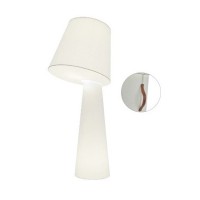 SISTER Stojací lampa, základna kov, kožená rukojeť, tělo a stínítko textil bílý, pro žárovku 3x60W, E27, A60, 230V, IP20, tř.2, rozměry h=1800mm.