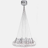 DROP 19 Závěsné svítidlo, základna kov, povrch chrom lesk, sklo čiré, žárovka 19x10W, G4, vč transformátoru vstup 230V, výstup 12V, IP20, d=700mm, závěs=max.1800mm