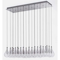DROP 24 Závěsné svítidlo, základna kov, povrch chrom lesk, sklo čiré, žárovka 24x10W, G4, vč. transformátoru vstup 230V, výstup 12V, IP20, 910x310mm, závěs=max.1800mm