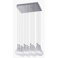 DROP 16 Závěsné svítidlo, základna kov, povrch chrom lesk, sklo čiré, žárovka 16x10W, G4, vč. transformátoru vstup 230V, výstup 12V, IP20, 430x430mm, závěs=max.1800mm