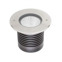 XGROUND Zemní kruhové svítidlo, základna hliník šedá, rám nerez, krycí sklo čiré, LED 15W, neutrální 4000K/teplá 3000K, vyzař. úhel 40°, 230V, IP67, statická zátěž 2000kg, IK08, Ra80, tř.3, d=108mm, h=82mm, mont box SAMOSTATNĚ