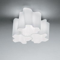 LOGICO SOFFITTO 3X120 Stropní, přisazené svítidlo, základna kov, povrch šedostříbrná, difuzor sklo satinované, pro žárovku 3x42W/70W/105W, E27/E14, 230V, IP20, rozměry 660x350x660mm / 450x230x450mm / 330x210x330mm