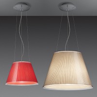 CHOOSE SUSPENSION Závěsné svítidlo základna kov, povrch šedostříbrná, stínítko přírodní pergamenový papír/červený + plast čirý, pro žárovku, 230V, IP20, tř.2, d=358/550mm, lankový závěs l=2000mm, lze zkrátit