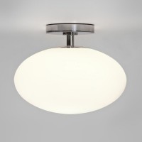 DELFY STROPNÍ A Stropní stropní svítidlo, základna kov, povrch chrom lesk, difuzor sklo opál, pro žárovku 1x60W, E27, 230V, do koupelny IP44, tř.2, rozměry d=300mm, h=235mm