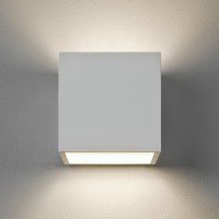 PIENZA Nástěnné svítidlo, základna kov, materiál sádra, povrch bílá, čtvercové průzory, pro žárovku 60W, E14/E27 nebo LED 2x3W, teplá 2700K-3000K, Ra80, 230V, IP20, tř.1, rozměry dle typu, svítí nahoru/dolů, ANO/NE vč. vypínače