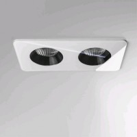 VETRO 2XLED OBDÉLNÍK Vestavné stropní bodové svítidlo, materiál kov, povrch bílá, černá, kryt sklo čiré, LED 2x6W, teplá 3000K, 1191lm, Ra80, 230V, IP65, tř.3, rozměry 90x175x75mm, BEZ trafa