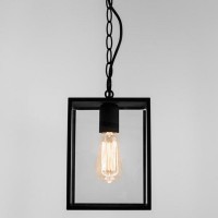 DOMOV SUSP Závěsné svítidlo, základna kov, povrch černá, difuzor sklo čiré, pro žárovku 1x60W, E27, A60, 230V, zvýšené krytí IP23, tř.2, rozměry180x180mm, h=240mm, závěs l=1722mm, závěs lze zkrátit
