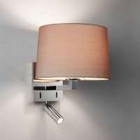 AZUMI LED Nástěnné svítidlo s nastav bodovkou, základna kov, povrch nikl mat, chrom lesk, bronz, imitace opotřebení, pro žárovku 60W, E27 + LED 1W, 230V, IP20, tř.1, rozměry d=209mm, h=120mm, vč. vypínače, vč. trafa, STÍNÍTKO SAMOSTATNĚ
