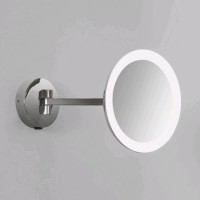 MASCALI ZRCADLO KRUH Nástěnné svítidlo, otoční rameno, základna kov, povrch chrom lesk, difuzor sklo opál se zrcadlem, 5x zvětšení, LED 5,8W, 76lm, teplá 2700K, 230V, zvýšené krytí IP44, tř.2, rozměry d=215mm, h=278mm, vč. vypínače