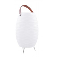 BATUM I 5W, RGBW, DIMM, USB na baterie Venkovní přenosná lampa, těleso plast opál, LED 5W, 400lm, teplá 3000K, dálkovým ovladačem stmívatelná, RGBW, na baterie, USB nabíjení, IP44, rozměry d=220mm, h=560mm, Bluetooth reproduktor.