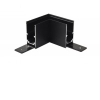 AYLO CTH90 48V Rohová L spojka 90°, horizontální odbočení, přisazeného magnetického systému, pro kolejnice velikosti 52mm, materiál hliník, povrch černá/bílá, 48V, výška 27mm.