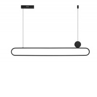 CAEDE 39W, CCT Závěsné svítidlo, těleso hliník, povrch černá, dif plast opál, LED 39W, 3250lm, dálk. ovl. CCT nastav. teplota teplá 3000K-denní 6000K, stmív, 230V, IP20, rozměry 1200x70mm, vč. závěs lanka l=1200mm, lze zkrátit.