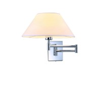 SHOLDER 1X60W. E27 Nástěnné svítidlo, základna kov, povrch chrom, difuzor opál, pro žárovku 1x60W, E27, 230V, IP20, rozměry difuzor dr=270mm, l=140mm, vč. ukotvení l=285mm, h=270-545mm