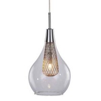 DROPSO 1X40W G9 Závěsné svítidlo, základna kov, povrch chrom, dekorativní síťka měď, sklo čiré, pro žárovku 1x40W, G9, 230V, IP20, sklo d=160mm, včetně závěsu l=1500mm, lze zkrátit