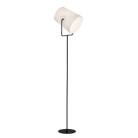 BUCKET 1X60W E27 STOJACÍ Stojací lampa, základna kov, povrch černá, stínítko textil bílá, nastavitelný sklon klobouku +-30°, pro žárovku 1x60W, E27, 230V, IP20, tř.2, rozměry 300x250x1590mm, vč vypínače na kabelu