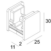  Koncovka profilu, materiál plast, povrch, elox šedostříbrná, černá, bílá, š=25mm, h=30mm, cena za 2ks