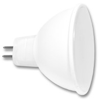 LED žárovka 5W, GU5,3 5W LED žárovka bodová, těleso plast bílá, difuzor plast opál, LED 5W, teplá 2700K/470lm, neutrální 4100K/490lm, GU5,3, MR16, vyzař. úhel 120°, Ra80, 12V, rozměry d=50mm, h=48mm