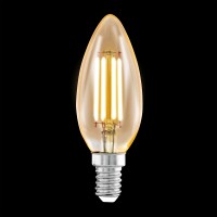 LED žárovka 4W E14 C37 SVÍČKOVÁ Světelný zdroj LED žárovka svíčková, základna kov, sklo čiré jantar, LED 4W, E14, C37, teplá 2200K, 220lm, Ra80, 230V, životnost 25000h, rozměry d=35mm, h=98mm