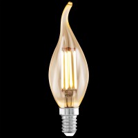 LED žárovka 4W E14 CF37 SVÍČKOVÁ PLAMÉNEK Světelný zdroj LED žárovka svíčková, základna kov, sklo čiré jantar, LED 4W, E14, CF37, teplá 2200K, 220lm, Ra80, 230V, životnost 25000h, rozměry d=35mm, h=121mm