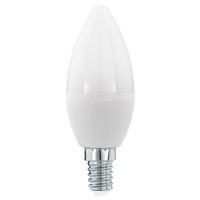 LED BÍLÁ 5,5W E14 C37 TEPLÁ Světelný zdroj žárovka svíčková, zákl kov, difuzor plast opál, LED 5,5W, E14, C37, teplá 3000K, 470lm, Ra80, 230V, vyzařovací úhel 200°, stř život 15.000h, 15.000x zap/vyp, d=37mm h=100mm