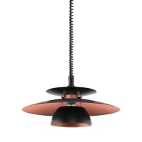 BRENDA Závěsné svítidlo, základna plast, povrch černá, těleso kov, povrch vnější černá, vnitrní měděná, pro žárovku 1x60W, E27, A60, 230V, IP20, tř.2, rozměry d=430mm, stahovací závěs l=1100mm