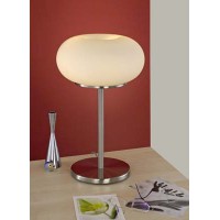 OPTICA Stolní lampa, základna kov, povrch nikl mat, difuzor sklo opál, pro žárovku 2x60W, E27, 230V, IP20, d=280mm, h=460mm, s vypínačem