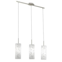 AMADORA Závěsné svítidlo, základna kov, povrch nikl mat, difuzor bílé sklo se vzorem, pro žárovku 3x60W, E27, 230V, IP20, l=720mm, závěs l=1100mm, lze zkrátit