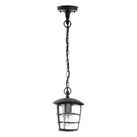 ALORIA Závěsné venkovní svítidlo, základna hliník, povrch černá, kryt plast transparetntní, pro žárovku 1x60W, E27, 230V, IP44, tř.1. rozměry h=685mm, l=170mm, vč.záv.kab., lze zkrátit