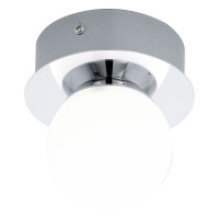 MOSIANO Stropní svítidlo, těleso nerez, povrch chrom, difuzor sklo opál, LED 3,3W, teplá bílá 3000K, 340lm/cca 15W žár., 230V, IP44, tř,2, rozměry d=110mm, h=115mm