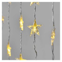 VG závěs, hvězda, 30 LED, bliká, IP44 Vánoční girlanda/závěs, hvězda, venkovní/vnitřní, 30 LED, 20 LED teplá svítí stále, 10 LED teplá bliká, svítící část š=90cm, l=120cm, přívodní kabel černá  l=3m, vč. Adaptéru 230V, IP44, časovač 6h/18h nebo stále