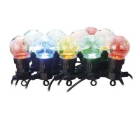 PR-Color, barevný 10x LED, IP44, l=5m Venkovní zahradní party řetěz, 10x žárovka, 50 LED, svítí stále, vícebarevný, vč. Adaptéru 230V, IP44, rozměry l=500cm, přívodní kabel černá  l=5m, vč.světelného zdroje