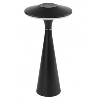 VRANA TL 2,2W CCT USB Stolní lampa, těleso plast černá, dif plast opál, LED 2,2W, 180lm, dotyk CCT přepín teplota teplá 3000K-denní 5000K, stmívání, Ra80, napájení USB 3,7V baterie 2200mAh, IP44, d=130mm, h=270mm.