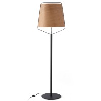 STOOD Stojací lampa, základna kov, těleso kov, povrch lak černá mat, stínítko dřevo třešňové, pro žárovku 1x15W, E27, 230V, IP20, tř.2. rozměry d=510mm h=1820mm