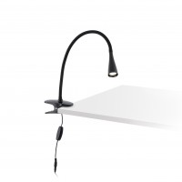 LENA Stolní lampa, základna hliník, kov, krk silikon, barva bílá/černá, LED 1x6W, 4000K, 300lm, 230V, IP20, rozměry d=60mm, h=380mm, l=370mm