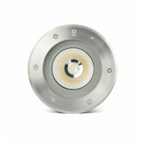 SURIA Zemní svítidlo, těleso hliník, ráměček nerez broušená, krycí sklo čiré, LED 12W/1280lm nebo 24W/2200lm, teplá 3000K, vyzař. úhel 24°/60°, Ra80, 230V. IP67, IK08, statická zátěž až 1000kg, rozměry dle typu.