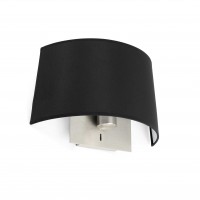 VOLTA Nástěnné svítidlo, těleso kov, povrch nikl matný, stínítko textil bílý nebo černý, pro žárovku 1x20W E27 A60, 230V, IP20, tř.1, rozměry 130x325x230mm, svítí nahoru/dolů, s vypínačem