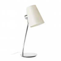 LUPE Stolní lampa, těleso kov, povrch chrom, stínítko textil bílý, pro žárovku 1x20W E27 A60, 230V, IP20, tř.2, rozměry h=530mm, přív. kabel 2m, s vypínačem