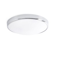 KAO Stropní svítidlo, základna kov, povrch chrom, difuzor plast PMMA opál, LED 35W, teplá 3000K, 2800lm/cca 140W žár., Ra80, 230V, do koupelny IP44, tř.2, rozměry d=430mm, h=100mm