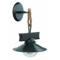 NUDOS Nástěnné svítidlo, základna kombinace kov a dřevo, povrch imitace opotřebení hnědo-černá, krycí sklo čiré, pro žárovku, 1x60W, E27, 230V, IP20, 400x240x220mm